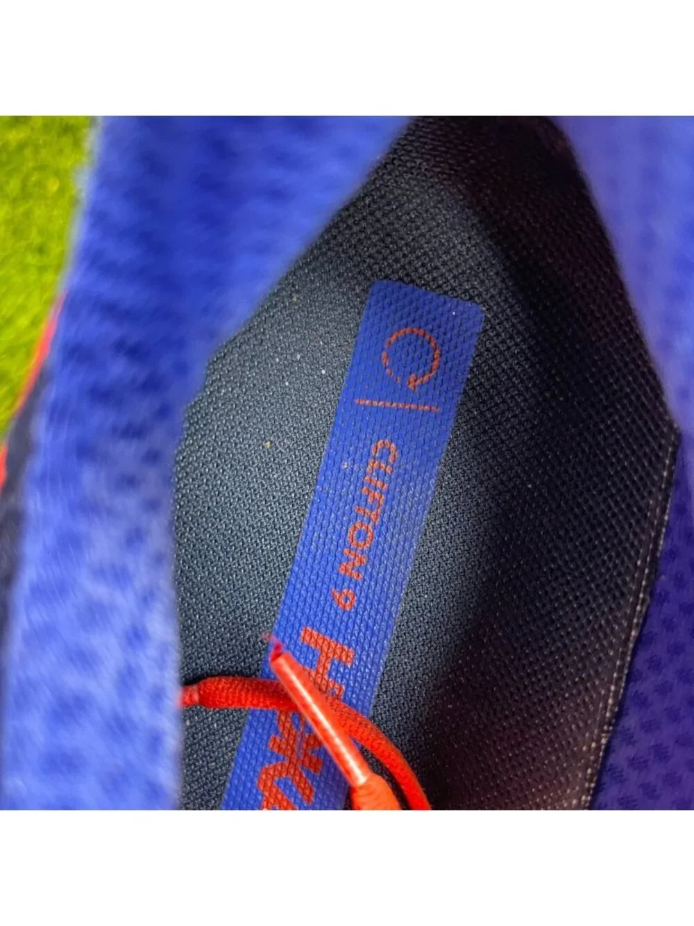 Hoka One One Clifton 9 Mens Size 11.5 Blue Red Athletic Running Shoes Sneakers